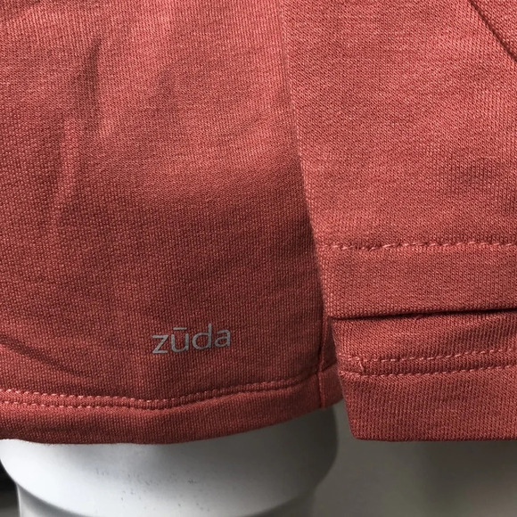 zūda Wrap Size Medium Rose Z-Knit Drape Snaps Thumbholes Athleisure Top - Picture 7 of 15